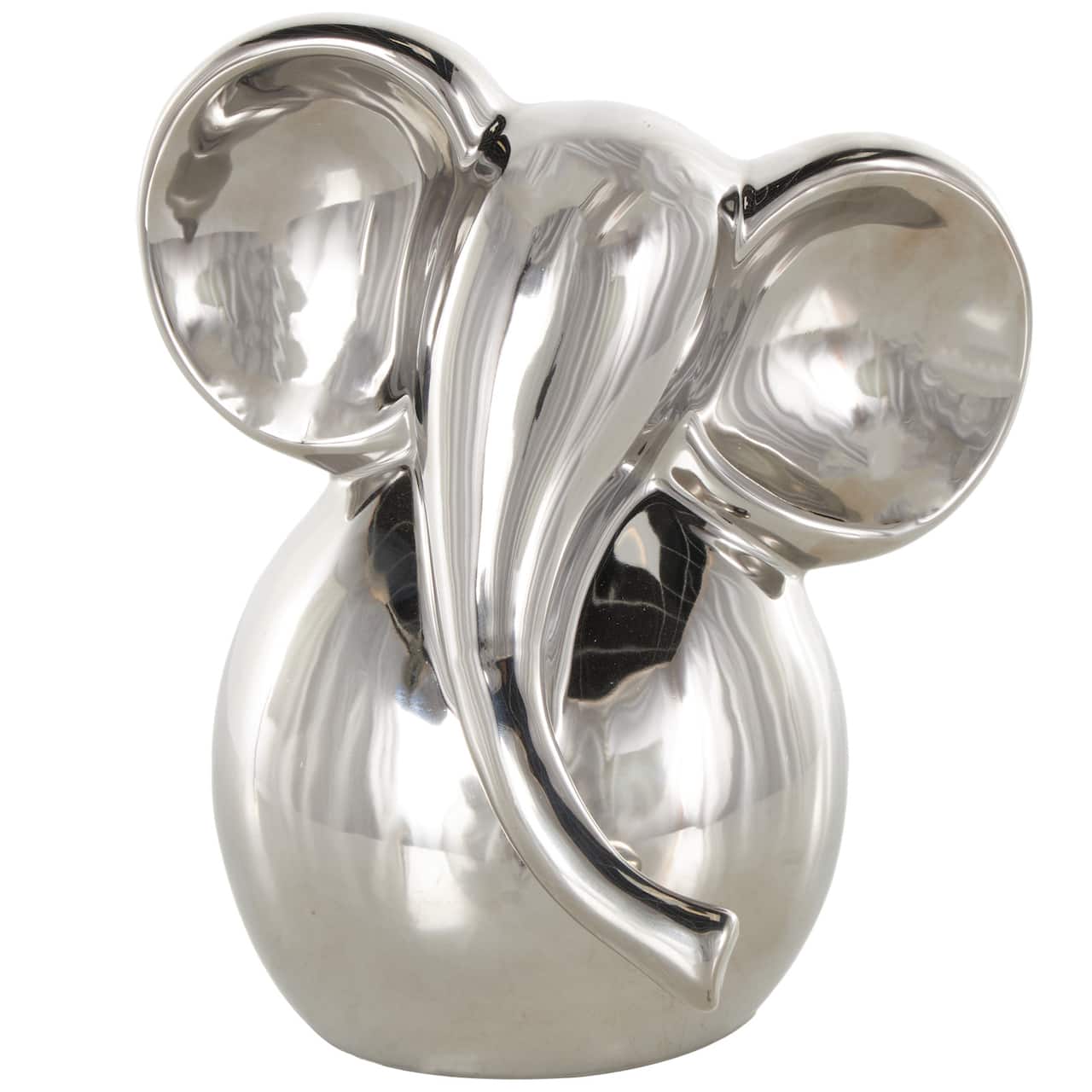 10" Ceramic Glossy Elephant Decorative Sculpture